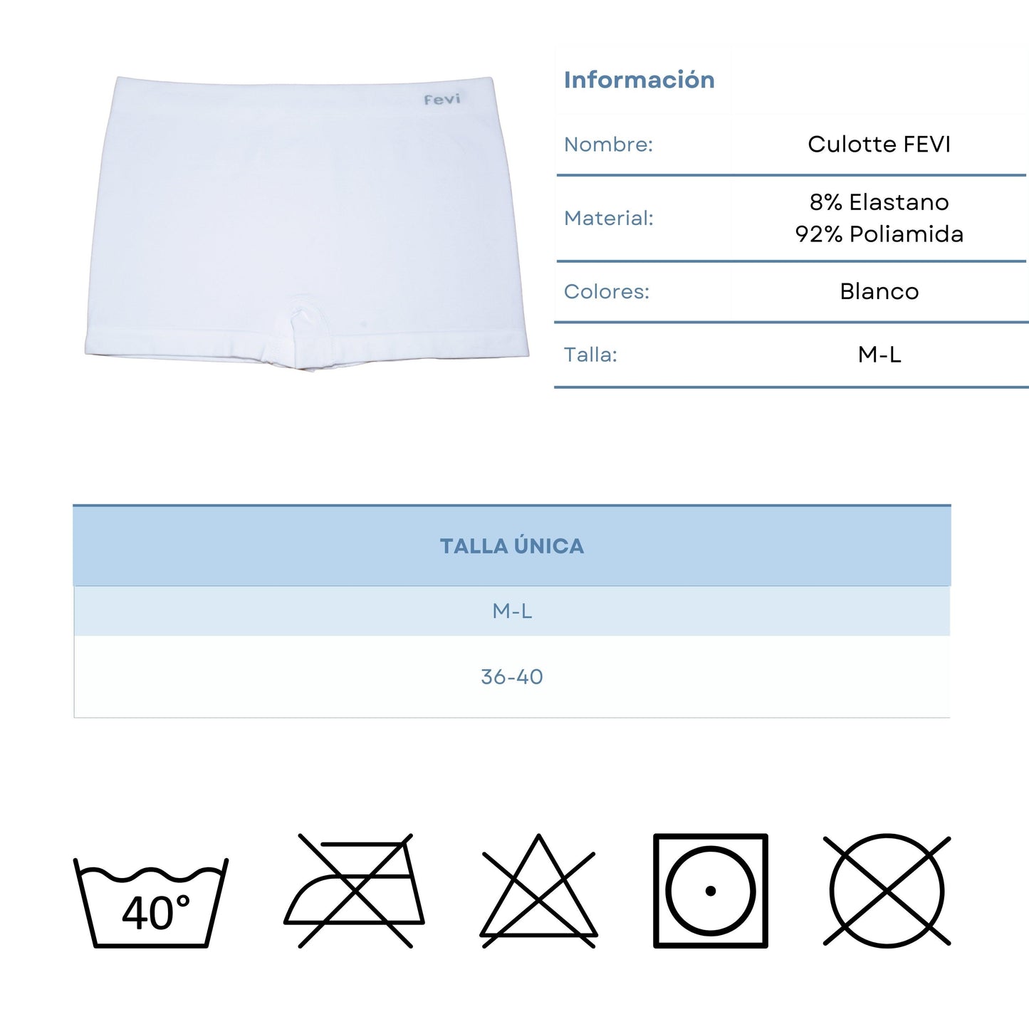 FEVI | Pack de 12 Culottes en 1 o 3 colores diferentes: Negro, Blanco y Beige | Talla única - Underwear Essentials