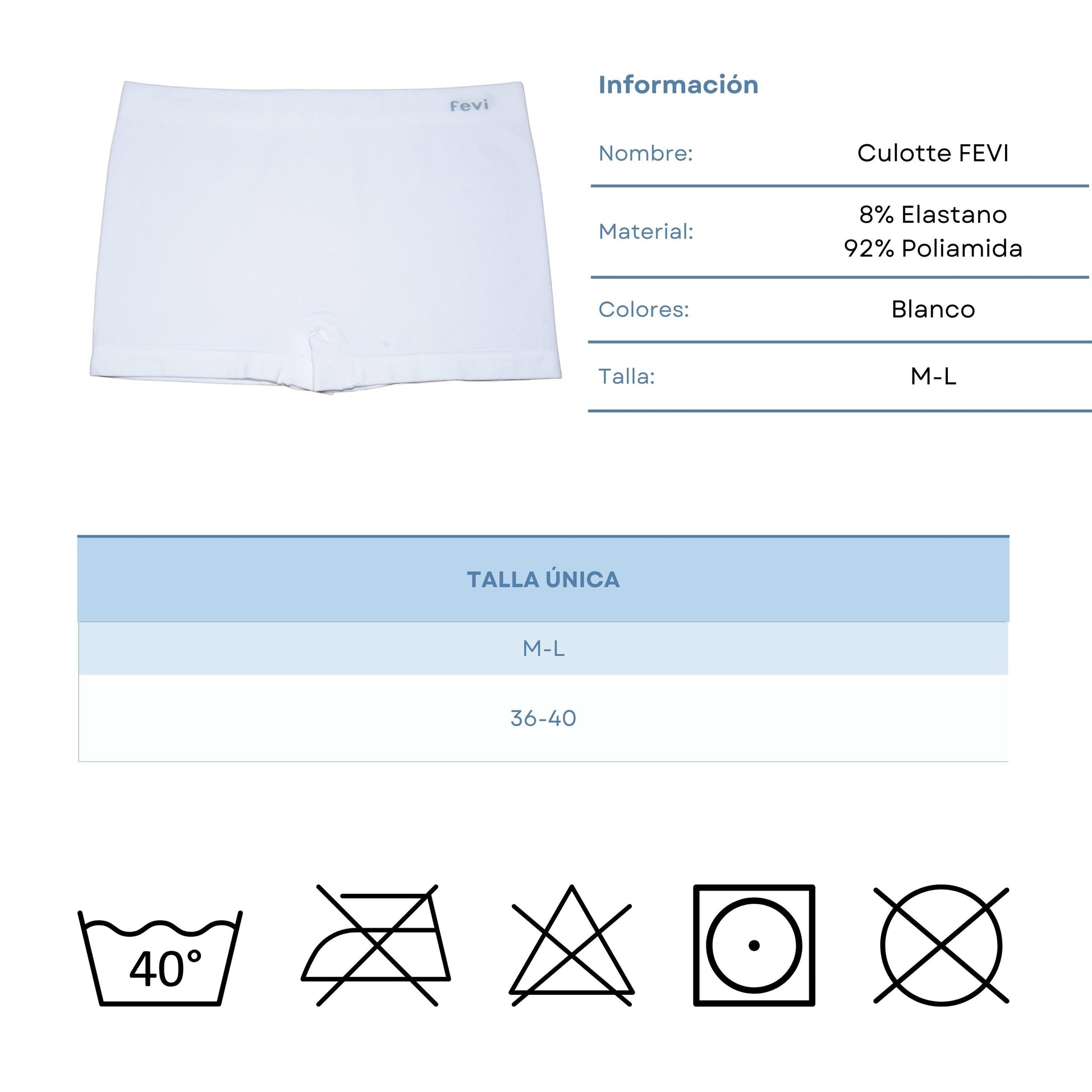 FEVI | Pack de 12 Culottes en 1 o 3 colores diferentes: Negro, Blanco y Beige | Talla única - Underwear Essentials