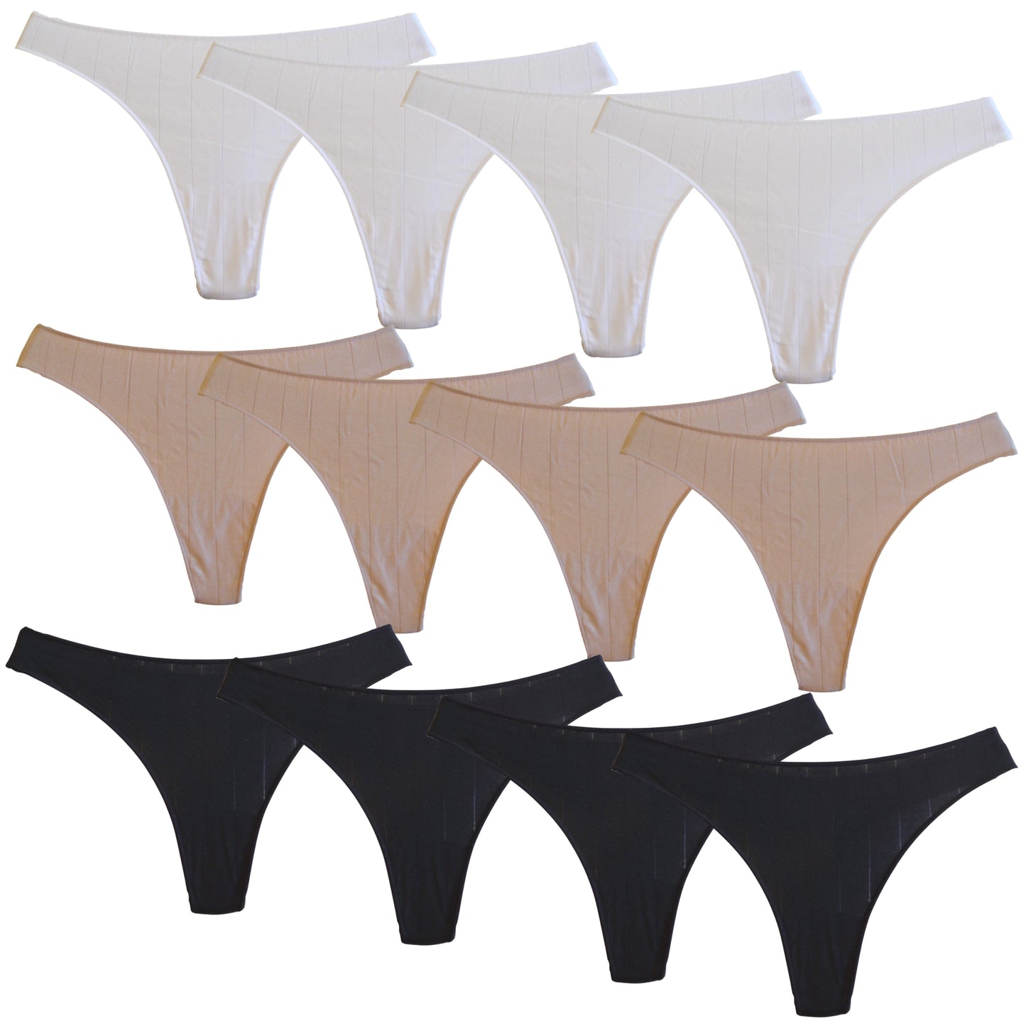 FEVI Pack 12 Tangas de Algodón para Mujer, Sin Costuras, Ropa Interior Cómoda, Suave y Elástica, Lencería Bragas