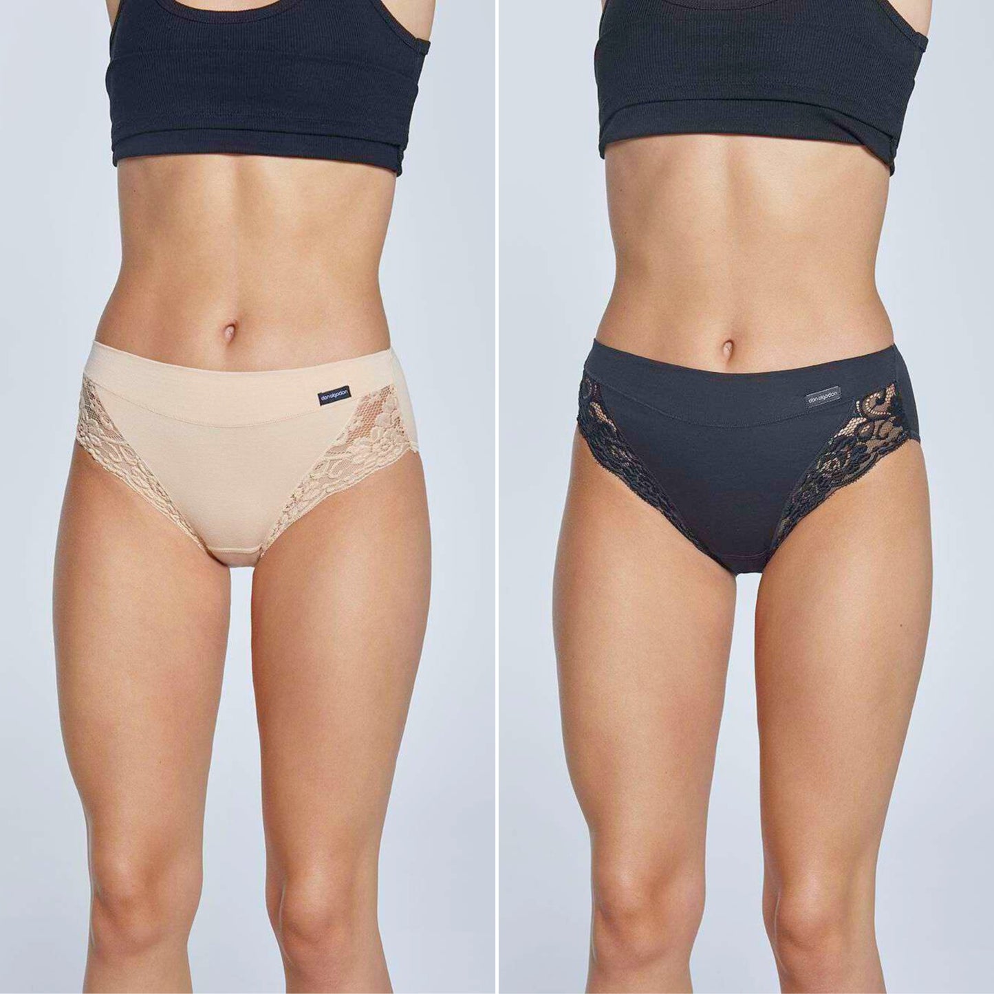 Don Algodon | Pack de 6 Bragas Bikini con Encaje Lateral | Transpirables