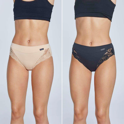 Don Algodon | Pack de 6 Bragas Bikini con Encaje Lateral | Transpirables