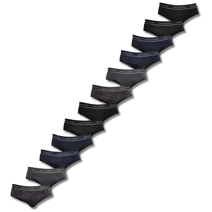 Don Algodon Pack 12 Slips Hombre Suaves | Transpirables y Resistentes | 6 Slips lisos y 6 Slips estampados