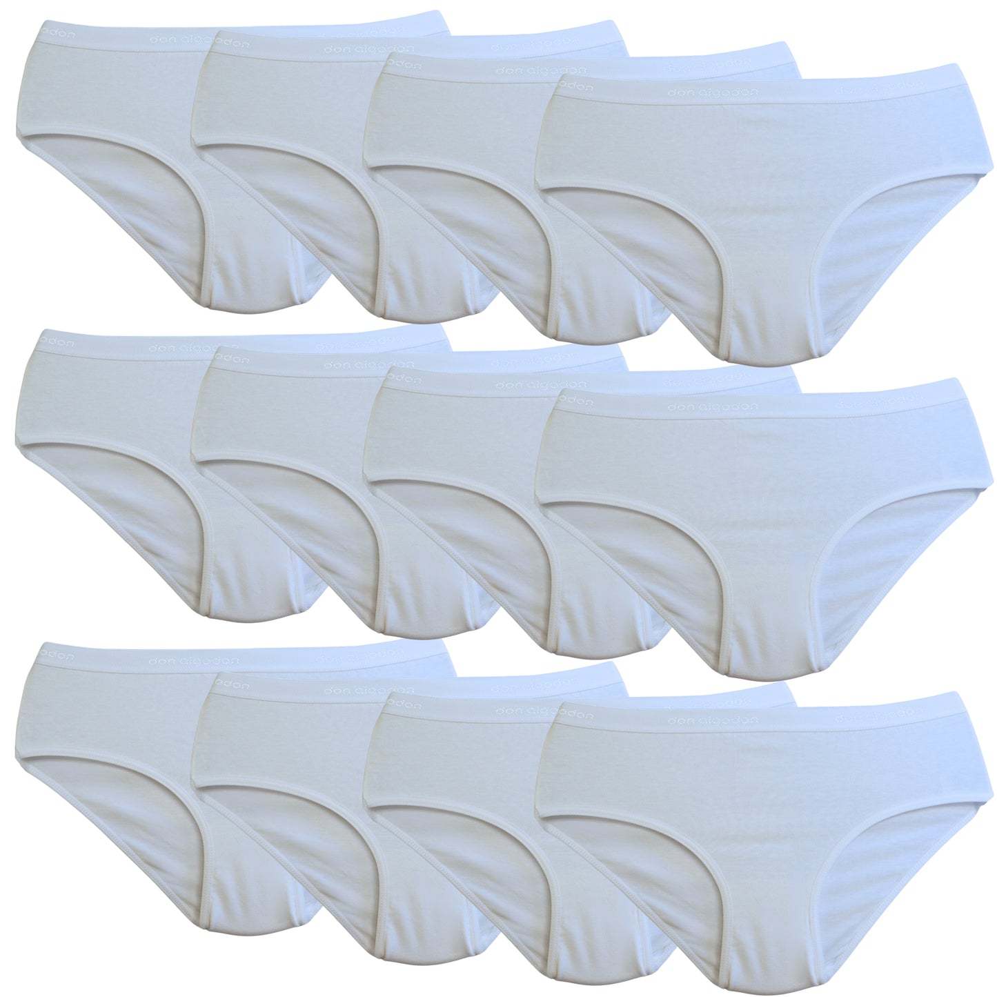 Don Algodon Kids | Pack de 12 Braguitas Lisas para Niña | Transpirables