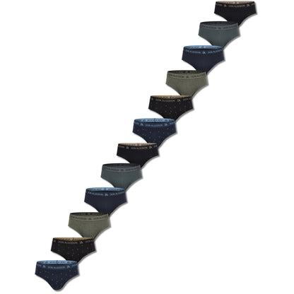 DON ALGODON Pack 12 Slips Hombre Suaves | Transpirables y Resistentes | 6 Slips lisos y 6 Slips estampados
