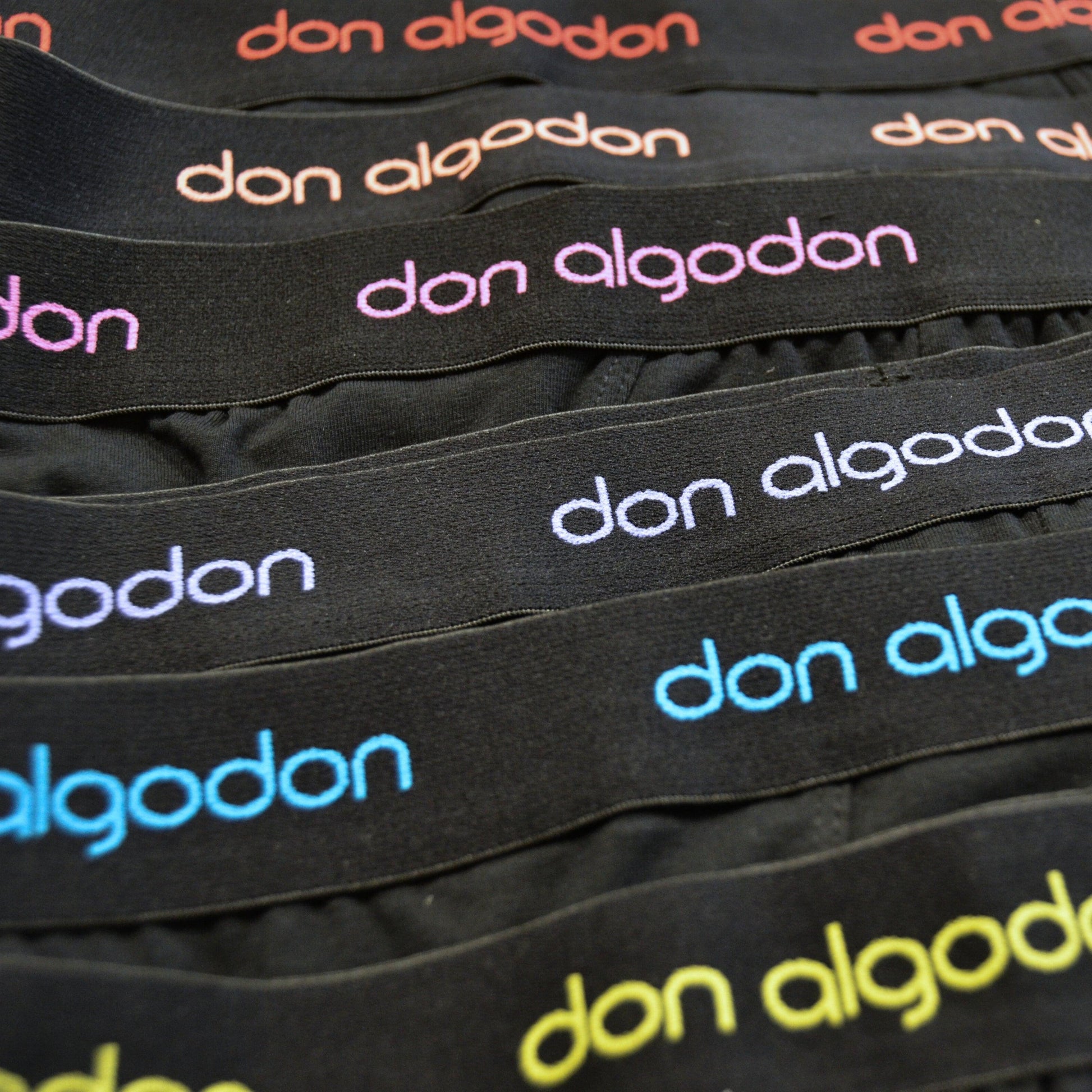 Don Algodon | Pack 6 Slips Lisos | Negros con Cintura a Colores | Transpirables - Underwear Essentials
