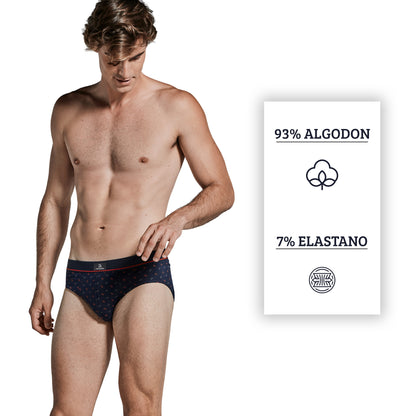Don Algodon | Pack de 6 Slips Para Hombres Lisos y Estampados | Suaves y Transpirables | 93% Algodon | Para Uso Diario | 5 Tallas Disponibles | Maximo Confort