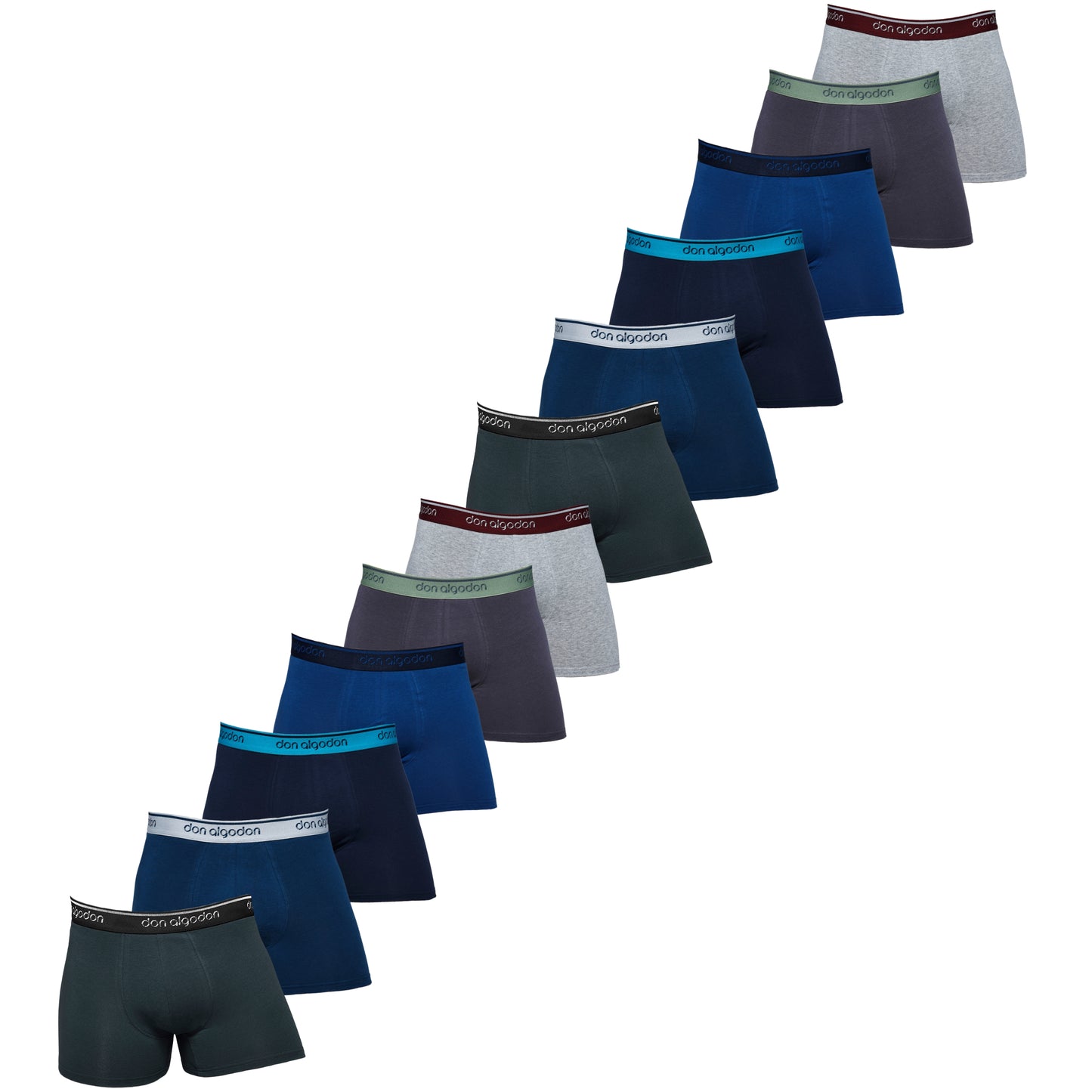 DON ALGODON | Pack 12 Boxers Para Hombre | 95% Algodón | Transpirables | 6 Colores con Cintura Elástica| Cómodos y Elegantes