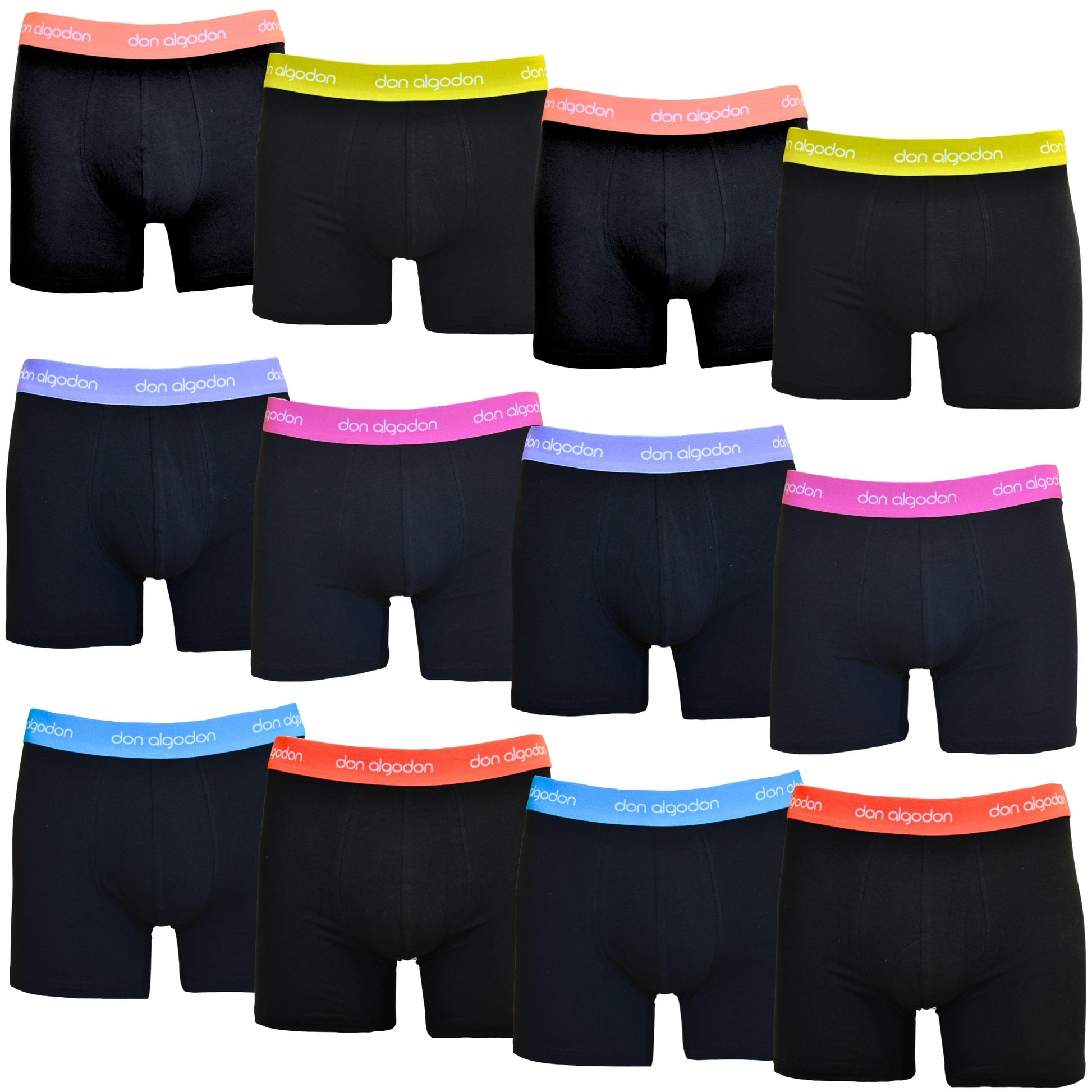 Don Algodon | Pack 12 Boxers para Hombre | Cintura Colores Modernos | Tranpirables - Underwear Essentials