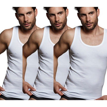 DON ALGODON | Pack de 3 Camisetas Interior de Tirantes Blanca | 100% Algodon | Transpirable | 4 Tallas | Se Adapta al Cuerpo | Suave y Confortable | Acabados Reforzados | Hilo Compacto
