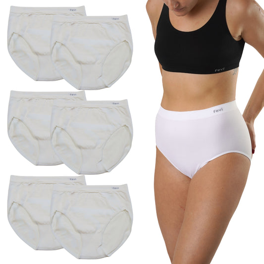 FEVI | Pack de 6 Bragas Tiro Alto | en 1 o 3 Colores Diferentes; Blanco, Negro y Beige | Reductoras