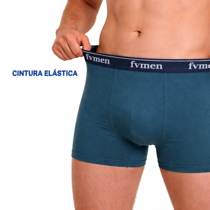 FEVI | Pack 6 Bóxers Hombre Algodón | Colores: Negro, Antracita, Gris, Verde, Marino, Azul