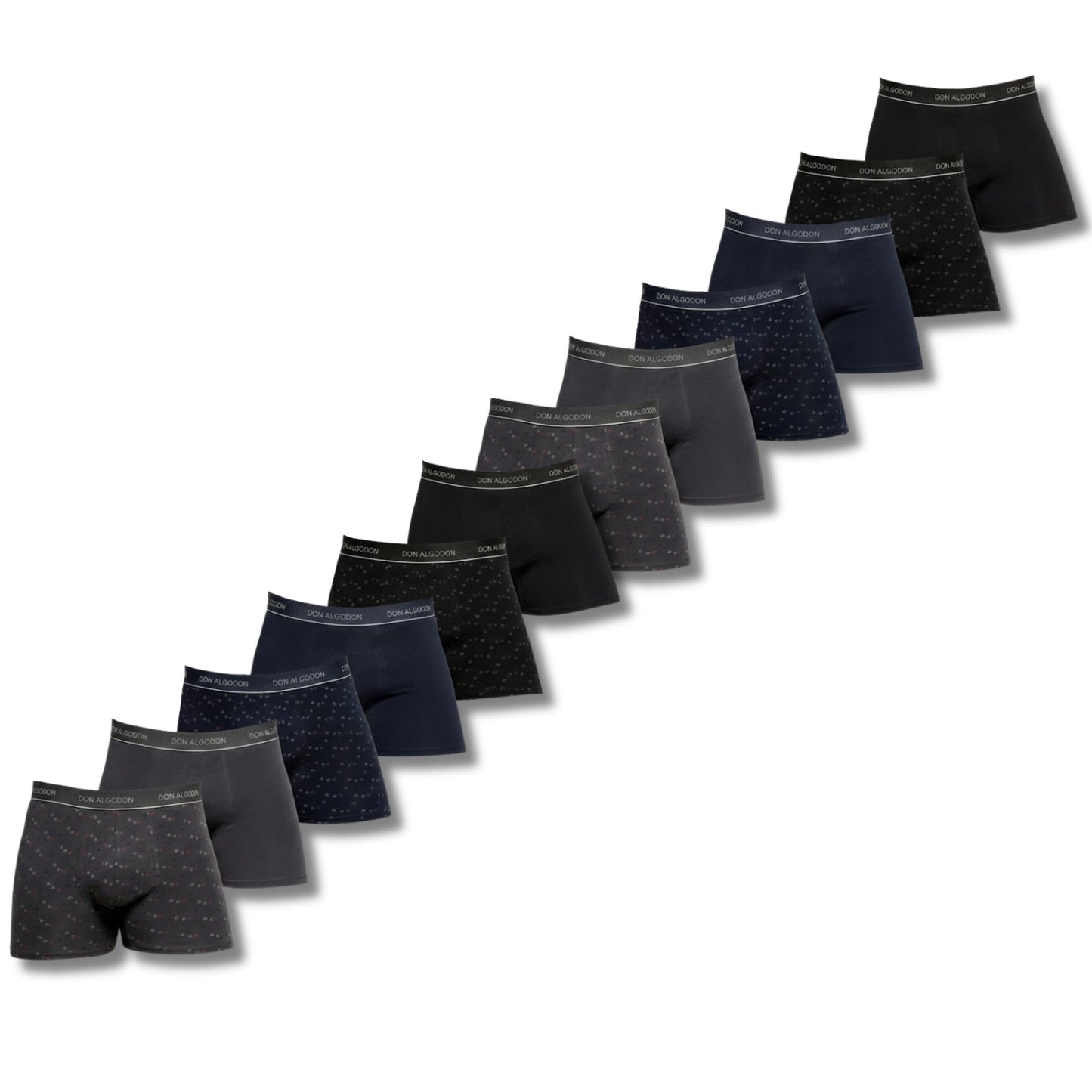 DON ALGODON Pack 12 Bóxers Hombre | Suaves y Transpirables | 2 Unidad por Color | 6 Estampados y 6 Lisos
