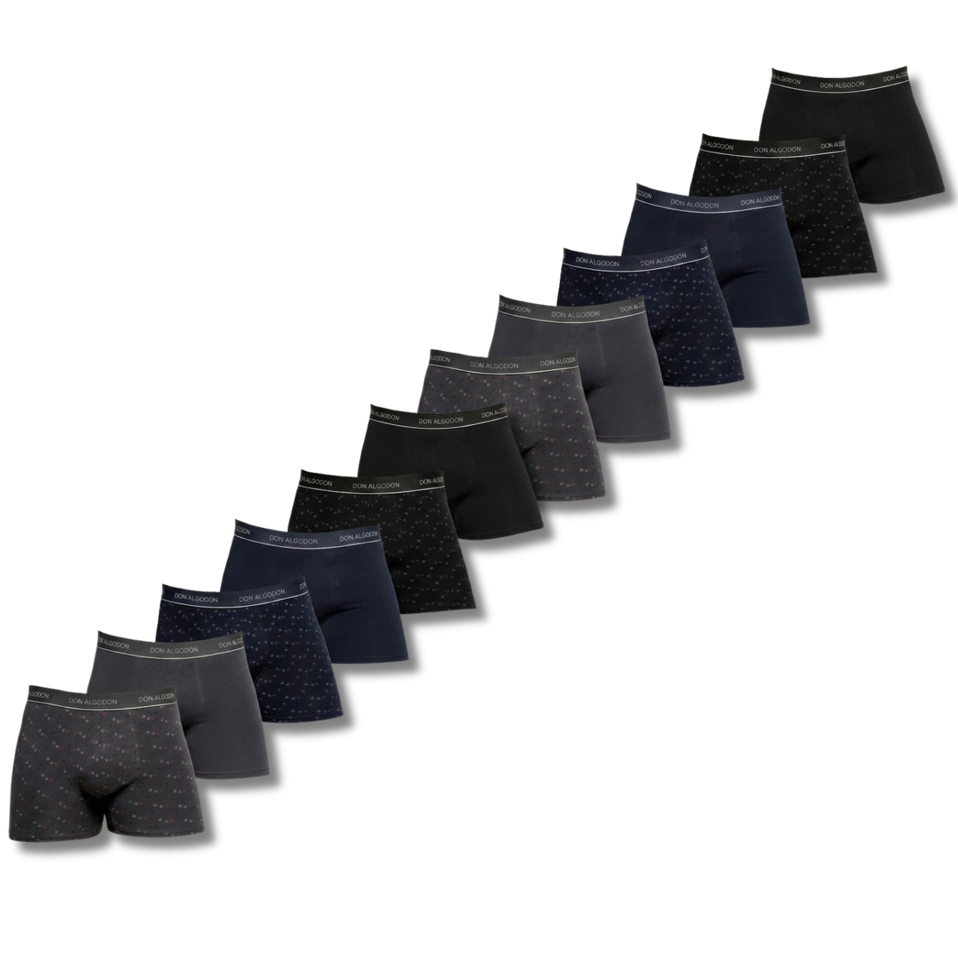 DON ALGODON Pack 12 Bóxers Hombre | Suaves y Transpirables | 2 Unidad por Color | 6 Estampados y 6 Lisos