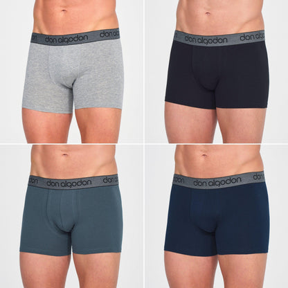 Don Algodon | Pack 6 Boxers Lisos | 3 Negros, 1 Marino, 1 Verde, 1 Gris | Transpirables - Underwear Essentials