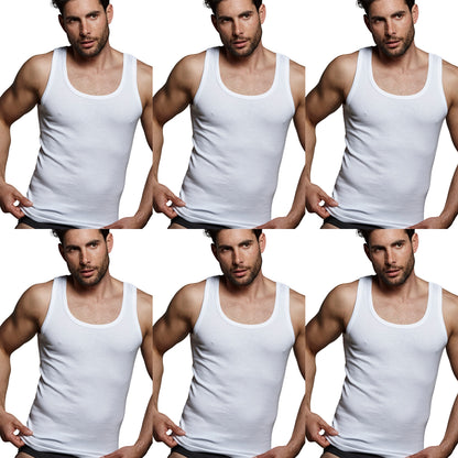 DON ALGODON | Pack de 6 Camisetas Interior de Tirantes Blanca | 100% Algodon | Transpirable | 4 Tallas | Se Adapta al Cuerpo | Suave y Confortable | Acabados Reforzados | Hilo Compacto - Underwear Essentials