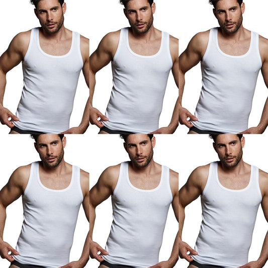 DON ALGODON | Pack de 6 Camisetas Interior de Tirantes Blanca | 100% Algodon | Transpirable | 4 Tallas | Se Adapta al Cuerpo | Suave y Confortable | Acabados Reforzados | Hilo Compacto