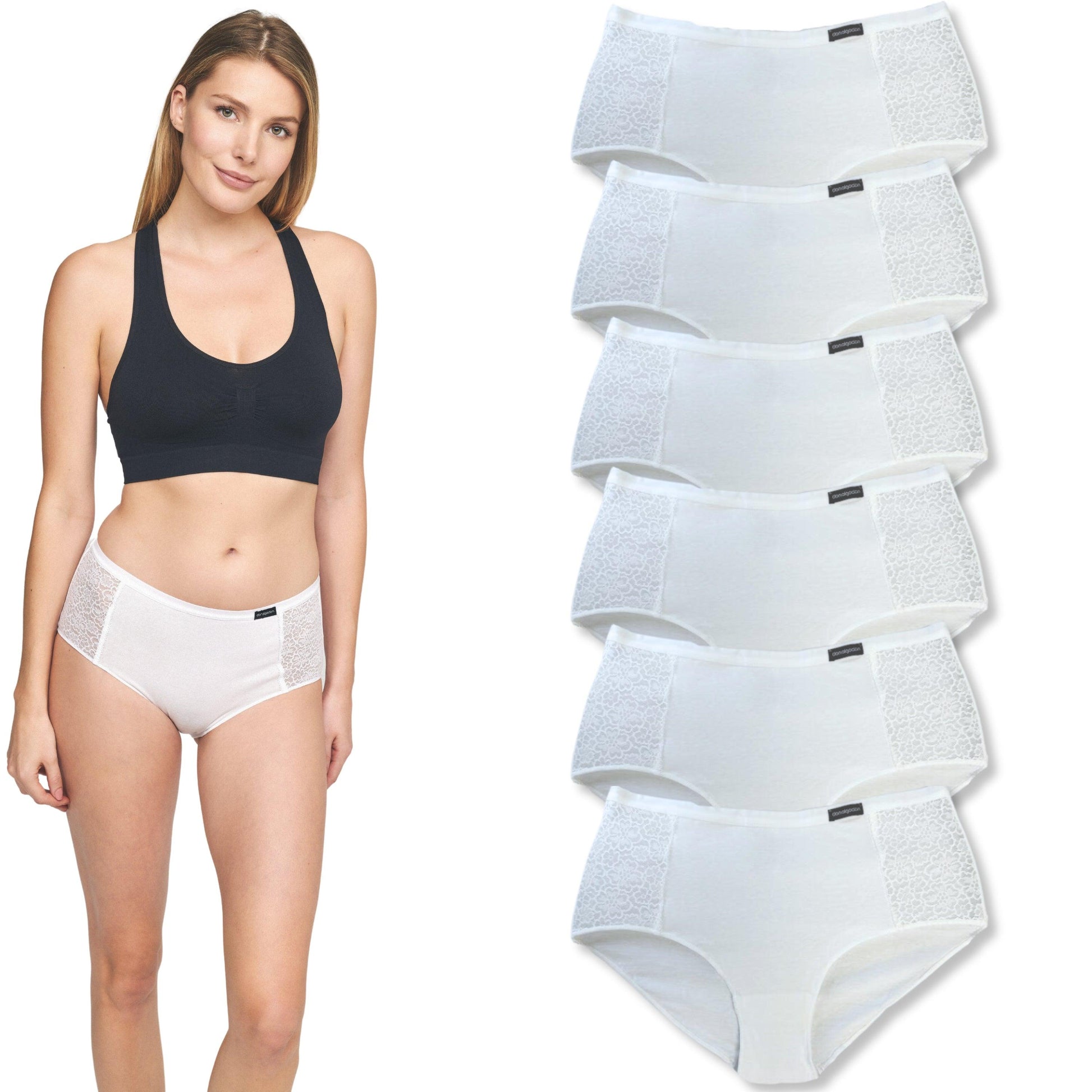 Don Algodon | Pack de 6 Bragas con Cintura de Encaje Tiro Alto | Transpirables - Underwear Essentials