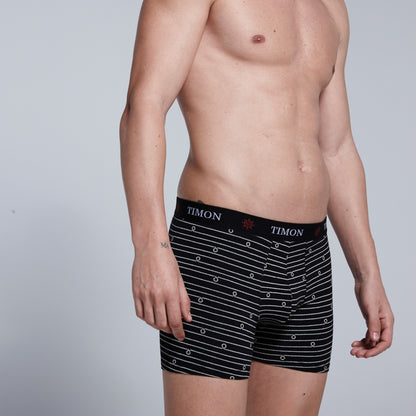 TIMON | Pack de 12 Boxers Para Hombre | 93 % Algodón | 3 Colores: Negro, Marino, Verde y 3 Estampados con Líneas | Cintura Elástica | Máximo Confort | 5 Tallas: S, M, L, XL, XXL
