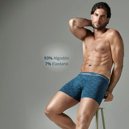 Don Algodon Pack 6 Bóxers Hombre Suaves y Transpirables | 1 Unidad por Color | 3 Estampados y 3 Lisos
