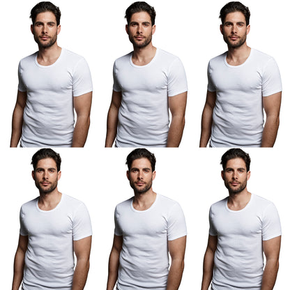 DON ALGODON | Pack de 6 Camisetas Interior de Manga Corta Blanca | 100% Algodon | Transpirable | 4 Tallas | Se Adapta al Cuerpo | Suave y Confortable | Acabados Reforzados | Hilo Compacto - Underwear Essentials