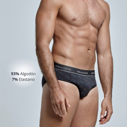 Don Algodon | Pack de 6 Slips Para Hombres Lisos y Estampados | Suaves y Transpirables | 93% Algodon | Para Uso Diario | 5 Tallas Disponibles | Maximo Confort