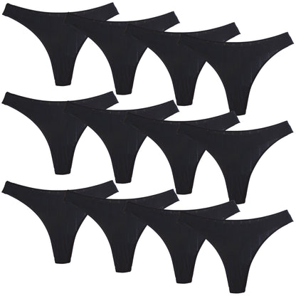 FEVI Pack 12 Tangas de Algodón para Mujer, Sin Costuras, Ropa Interior Cómoda, Suave y Elástica, Lencería Bragas