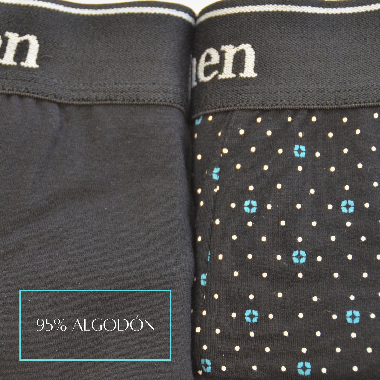 FEVI | Pack de 6 Boxers | 95% Algodón | 3 Lisos y 3 Estampados | Colores : Negro, Gris y Marino | Transpirables - Underwear Essentials