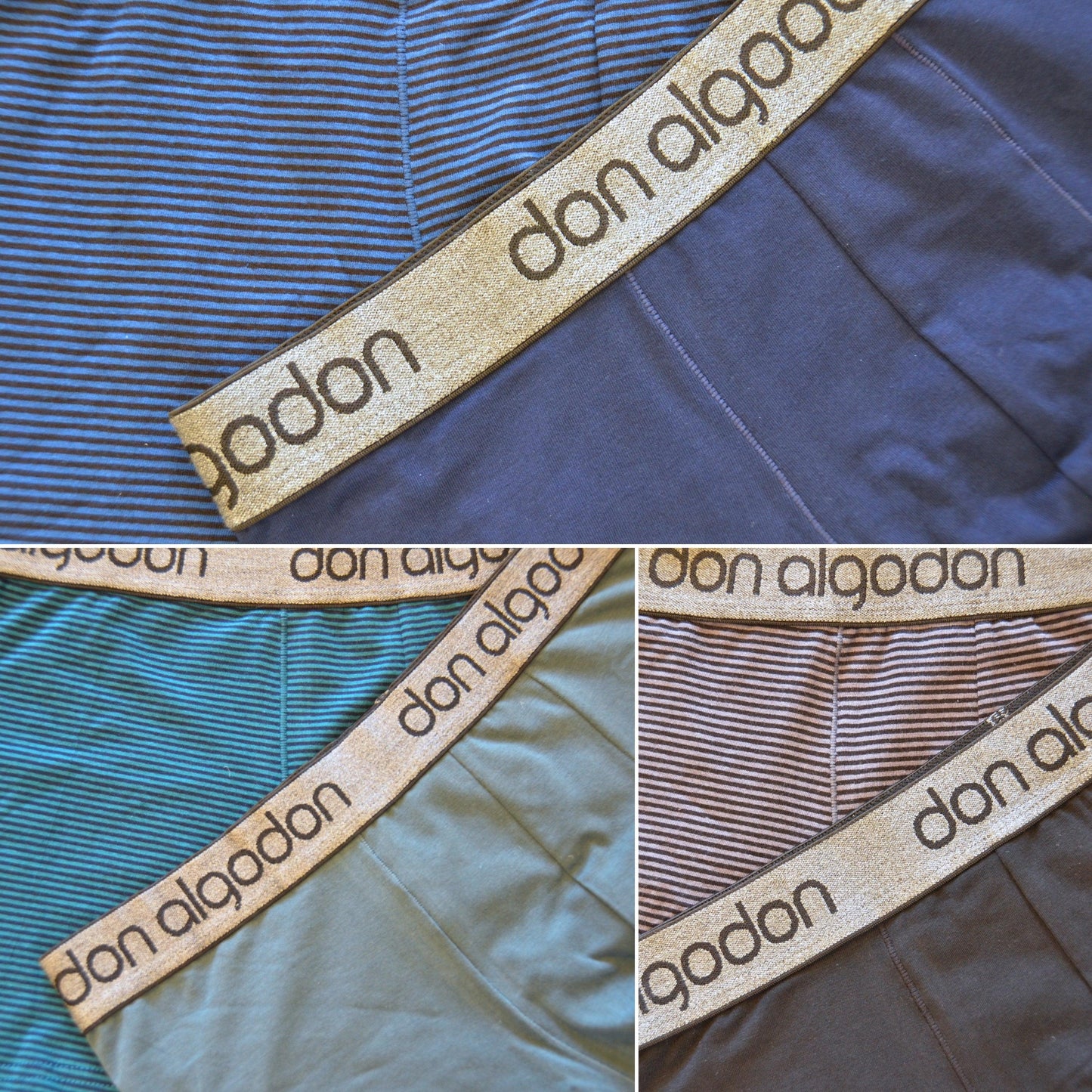 Don Algodon | Pack 6 Boxers Lisos y Rayas - Ajustables y cómodos para Uso Diario - Underwear Essentials