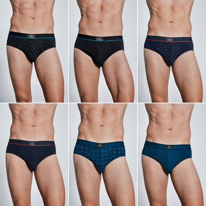 Don Algodon | Pack de 6 Slips Para Hombres Lisos y Estampados | Suaves y Transpirables | 93% Algodon | Para Uso Diario | 5 Tallas Disponibles | Maximo Confort