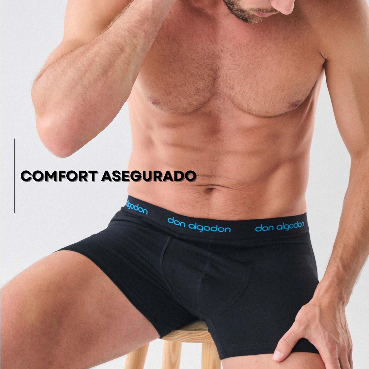 Don Algodon | Pack 6 Bóxers para Hombre | Negros con Cintura a Colores | Transpirables - Underwear Essentials