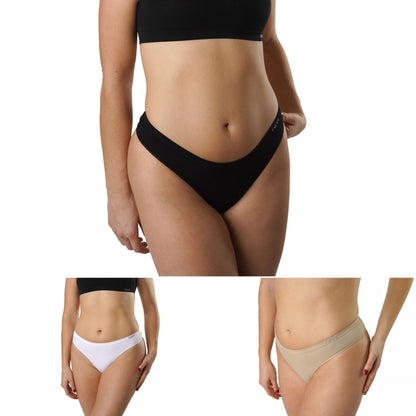 FEVI Pack de 3 Tangas Sin Costuras, Lencería Cómoda, Suave y Transpirable, Tangas Mujer con Acabado Fino Que No Marca, Talla Única M/L
