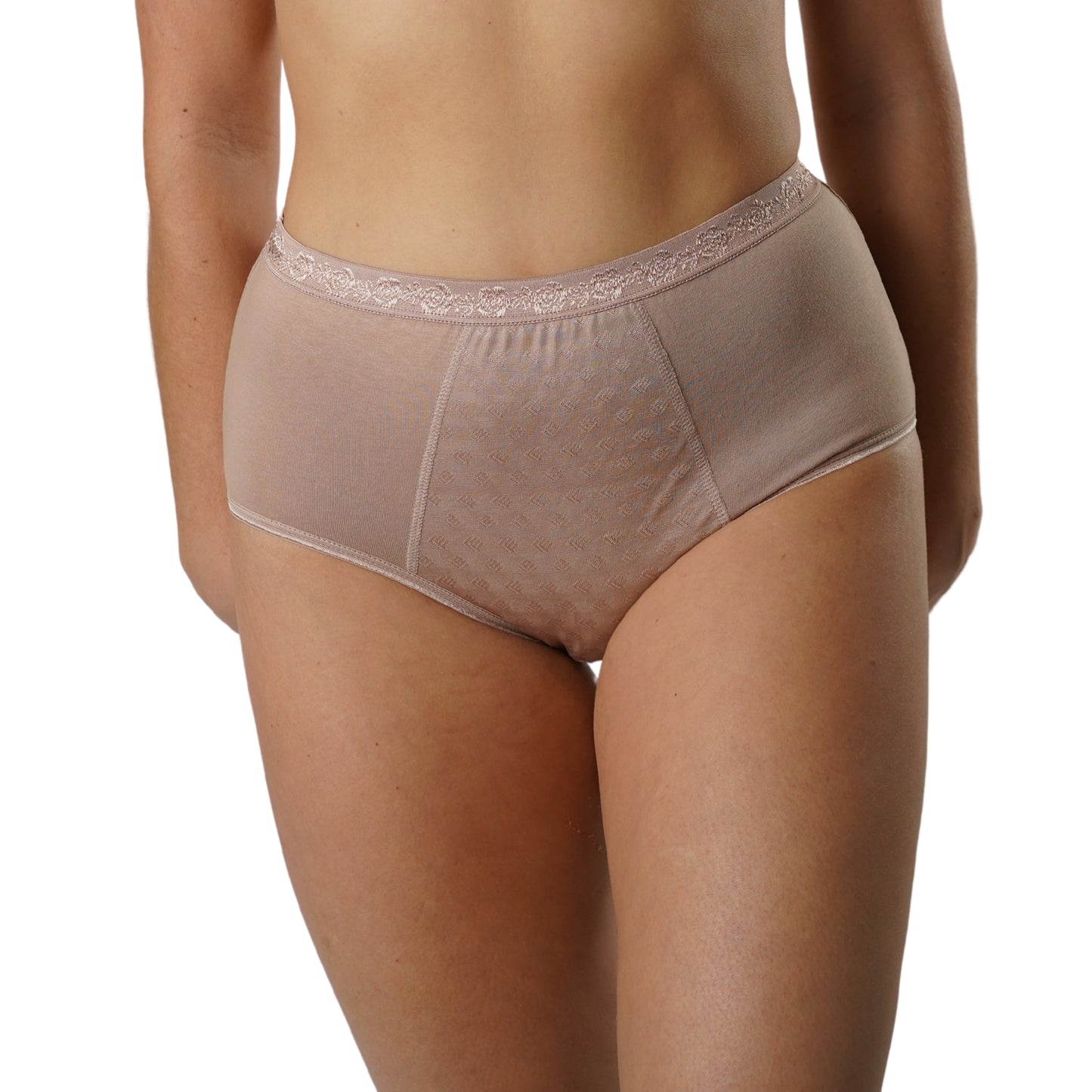FEVI | Pack de 8 Bragas Tiro Alto | 4 Colores Diferentes: Negro, Beige, Cava y Blanco | 95% Algodón | Estampado Elegante | Cintura Elástica