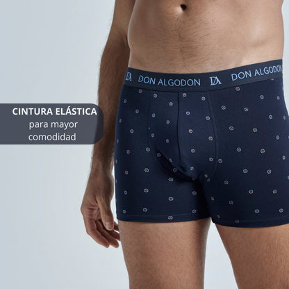 DON ALGODON Pack 12 Bóxers Hombre | Suaves y Transpirables | 2 Unidad por Color | 6 Estampados y 6 Lisos