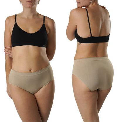 FEVI | Pack de 6 Braguitas Tiro Medio-Alto | en 1 o 3 Colores Diferentes: Blanco, Negro y Beige | Elásticas y Cómodas | Para Uso Diario
