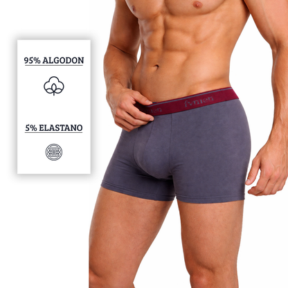 FEVI | Pack 6 Boxers Hombre Algodón | Colores: Azul, Negro, Verde, Marino, Gris, Azulado | Cómodos para Uso Diario