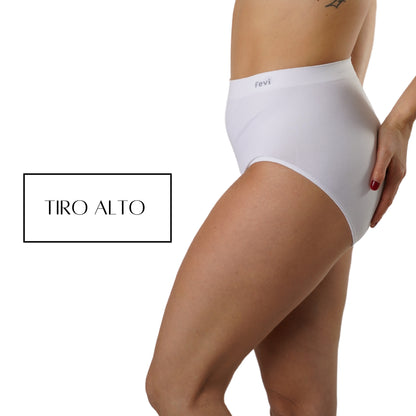 FEVI | Pack de 6 Bragas Tiro Alto | en 1 o 3 Colores Diferentes; Blanco, Negro y Beige | Reductoras