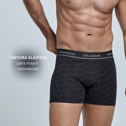 DON ALGODON Pack 12 Bóxers Hombre | Suaves y Transpirables | 2 Unidad por Color | 6 Estampados y 6 Lisos