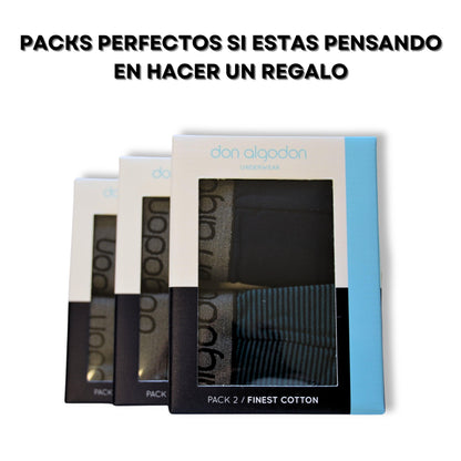 Don Algodon | Pack 6 Boxers Lisos y Rayas - Ajustables y cómodos para Uso Diario - Underwear Essentials