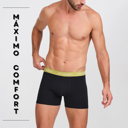 Don Algodon | Pack 6 Bóxers Lisos para Hombres | Cintura de Colores | Transpirables - Underwear Essentials