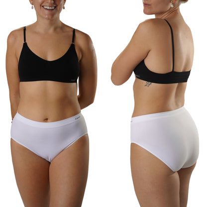 FEVI | Pack de 6 Braguitas Tiro Medio-Alto | en 1 o 3 Colores Diferentes: Blanco, Negro y Beige | Elásticas y Cómodas | Para Uso Diario