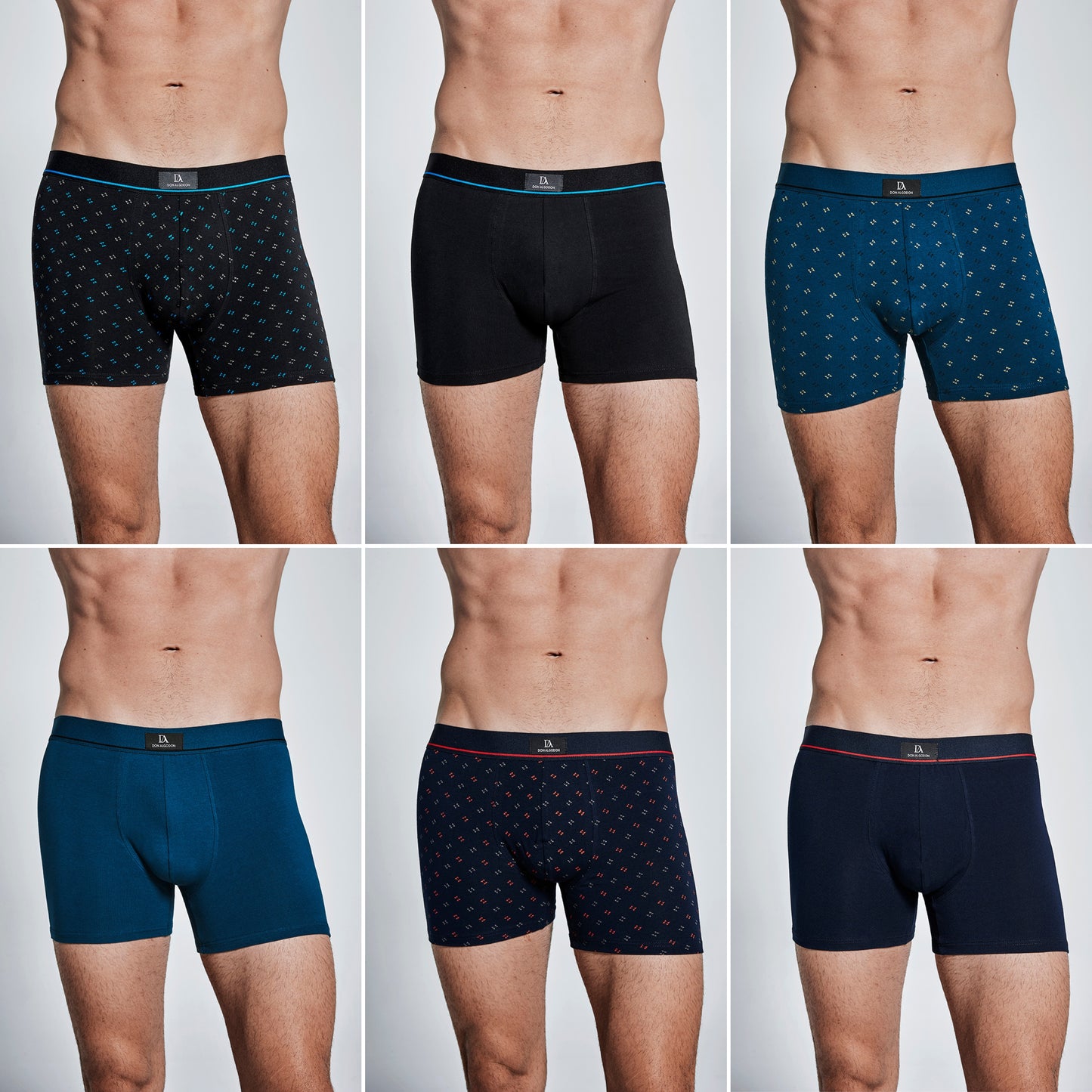Don Algodon | Pack de 6 Boxers Para Hombre Lisos y Estampados | Suaves y Transpirables | 93% de Algodon | Maximo Confort | Para Uso Diario | 5 Tallas Disponibles