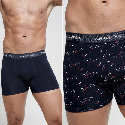 Don Algodon Pack 6 Bóxers Hombre Suaves y Transpirables | 1 Unidad por Color | 3 Estampados y 3 Lisos