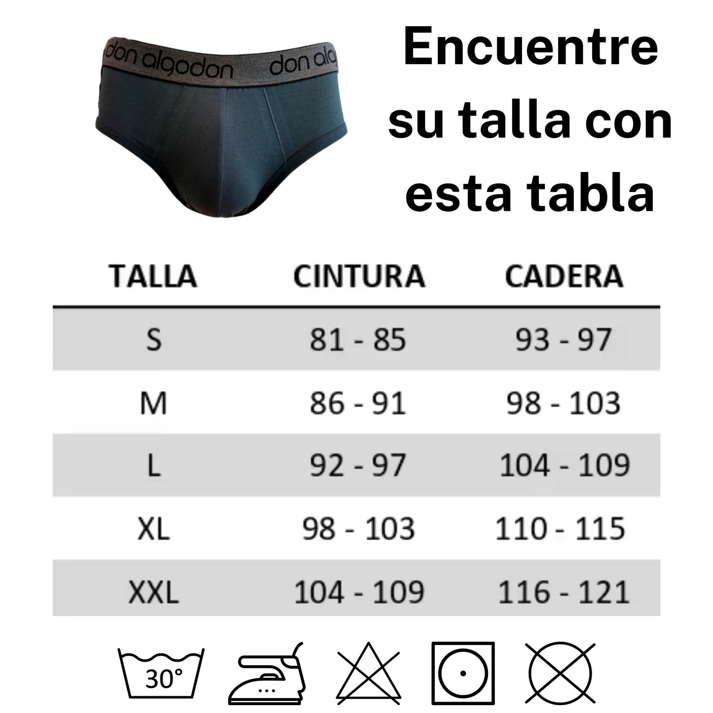 Don Algodon | Pack 12 Slips Lisos Hombre | 6 Negros, 2 Marinos, 2 Grises y 2 Verdes - Underwear Essentials