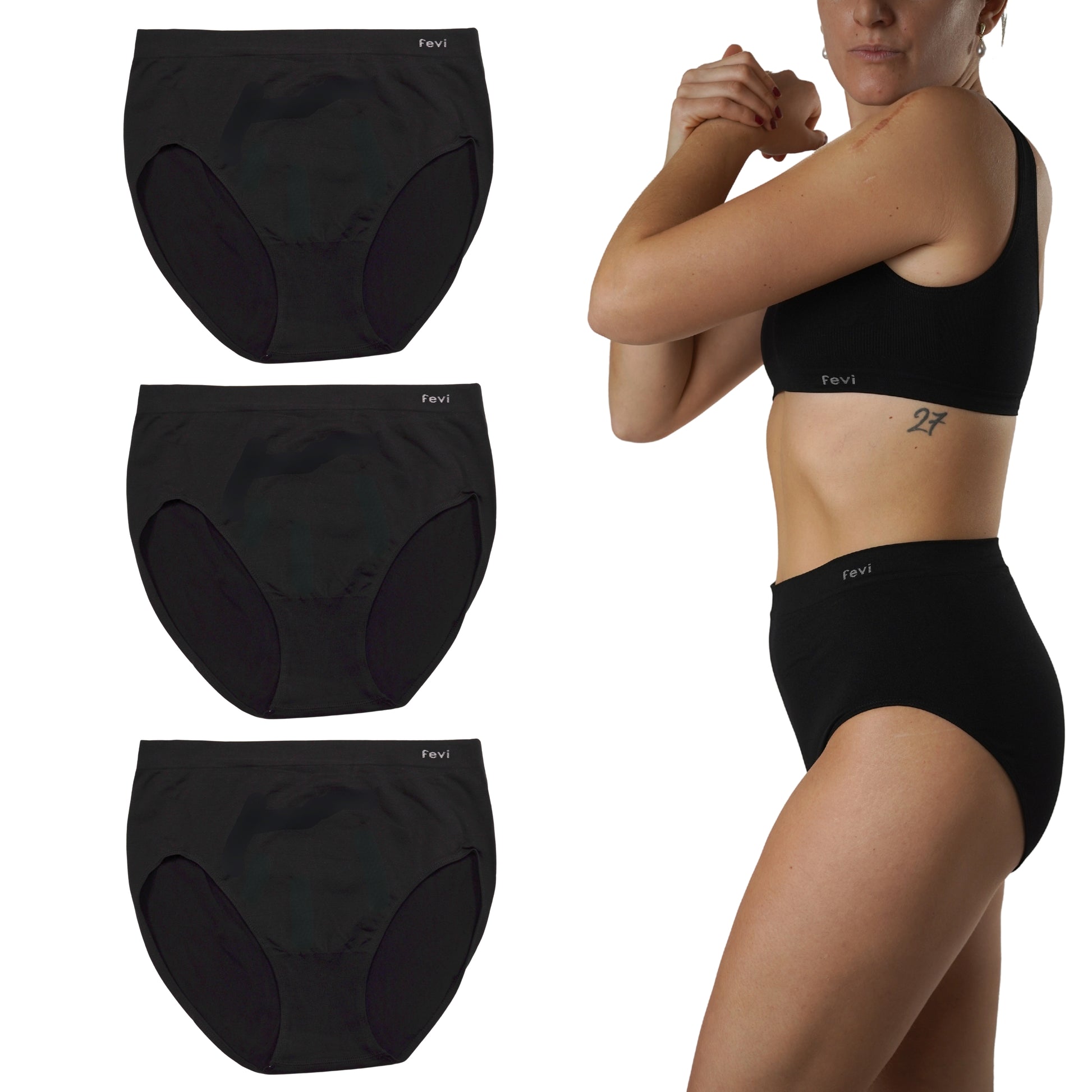 FEVI Bragas Sin Costuras Talle Alto | Lencería Cómoda, Suave y Transpirable | Braguitas Mujer Cintura Alta Elástica | Acabado Fino Que No Marca