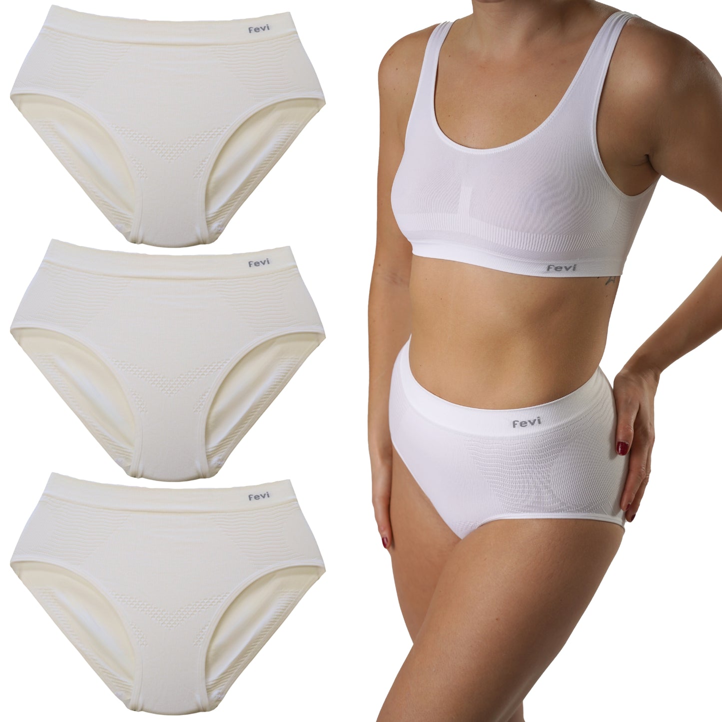 FEVI Pack 3 Bragas Faja Tiro Alto Mujer, Compresoras Push Up, Moldeadoras Vientre Plano, Sin Costuras, Alta Elasticidad, Ropa Interior Suave y Cómoda