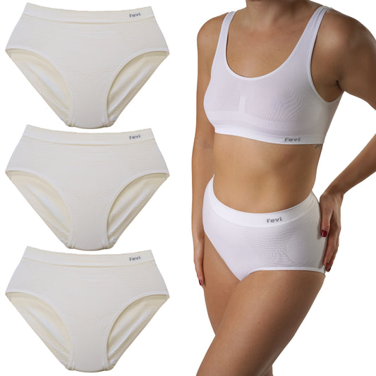 FEVI Pack 3 Bragas Faja Tiro Alto Mujer, Compresoras Push Up, Moldeadoras Vientre Plano, Sin Costuras, Alta Elasticidad, Ropa Interior Suave y Cómoda