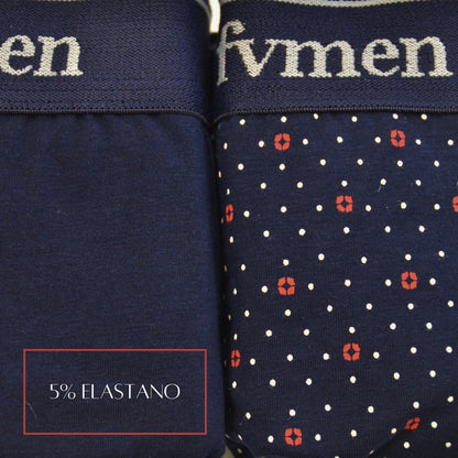 FEVI | Pack de 6 Boxers | 95% Algodón | 3 Lisos y 3 Estampados | Colores : Negro, Gris y Marino | Transpirables - Underwear Essentials