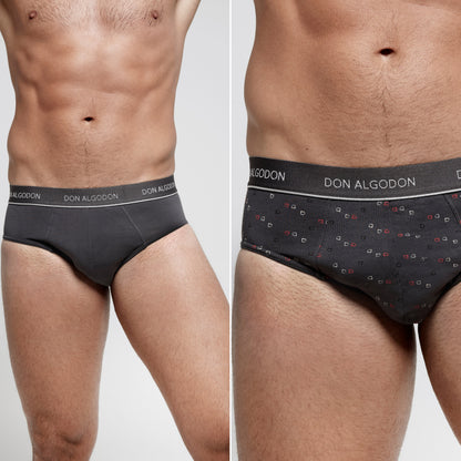 Don Algodon Pack 12 Slips Hombre Suaves | Transpirables y Resistentes | 6 Slips lisos y 6 Slips estampados