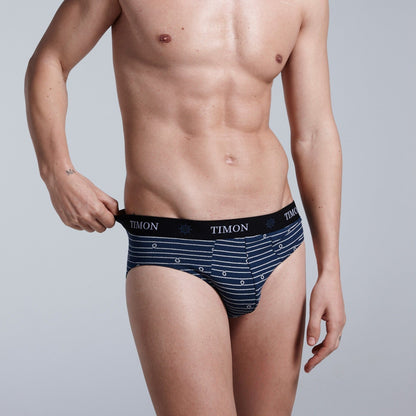 TIMON | Pack de 12 Slips Para Hombre | 93 % Algodón | 3 Colores: Negro, Marino, Verde y 3 Estampados con Líneas | Cintura Elástica | Máximo Confort | 5 Tallas: S, M, L, XL, XXL