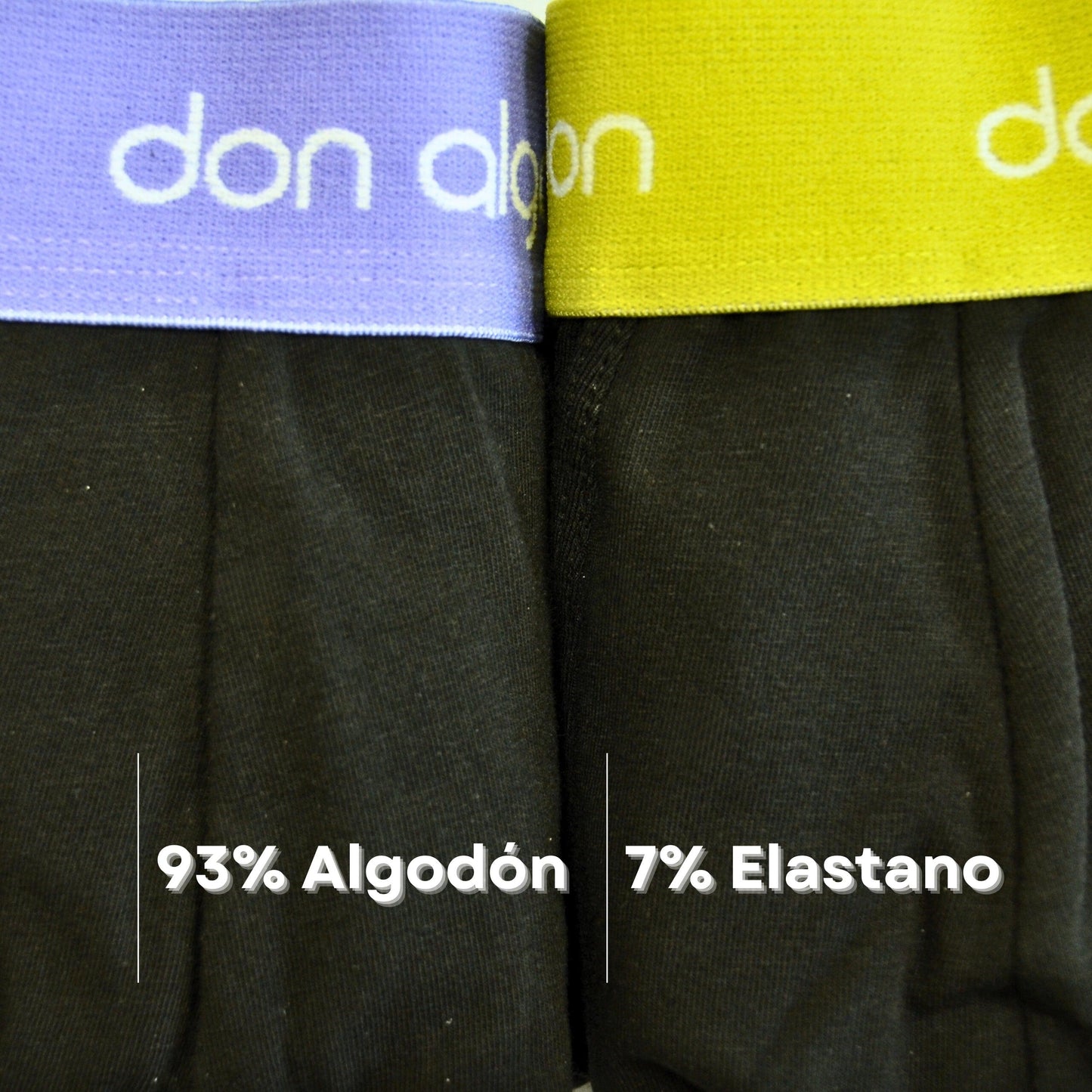 Don Algodon | Pack 6 Bóxers Lisos para Hombres | Cintura de Colores | Transpirables - Underwear Essentials
